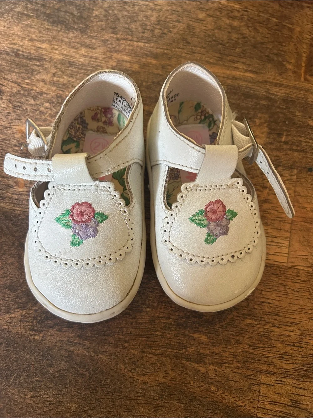 Baby Cream Floral Embroidered Mary Jane Walkers